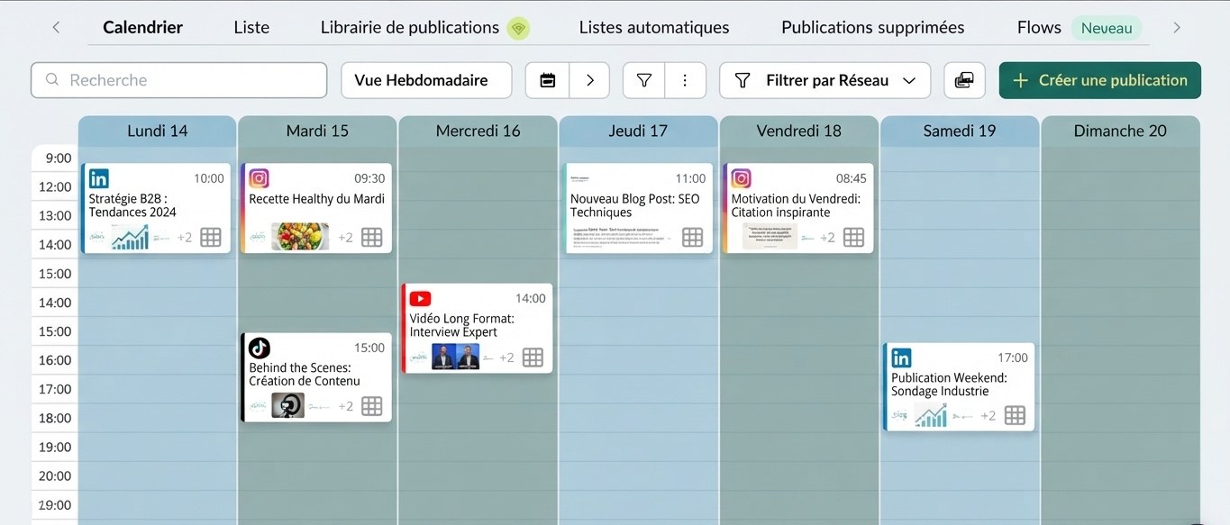 Illustration d'un calendrier de publications sur les réseaux sociaux